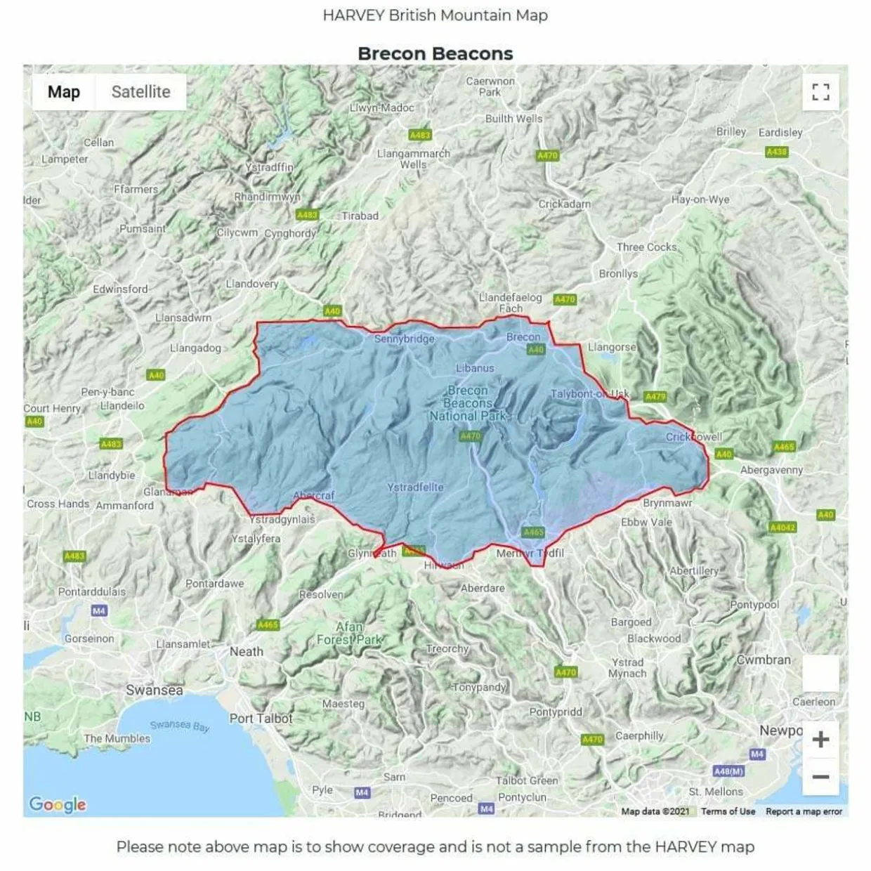 British Mountain Map - Brecon Beacons