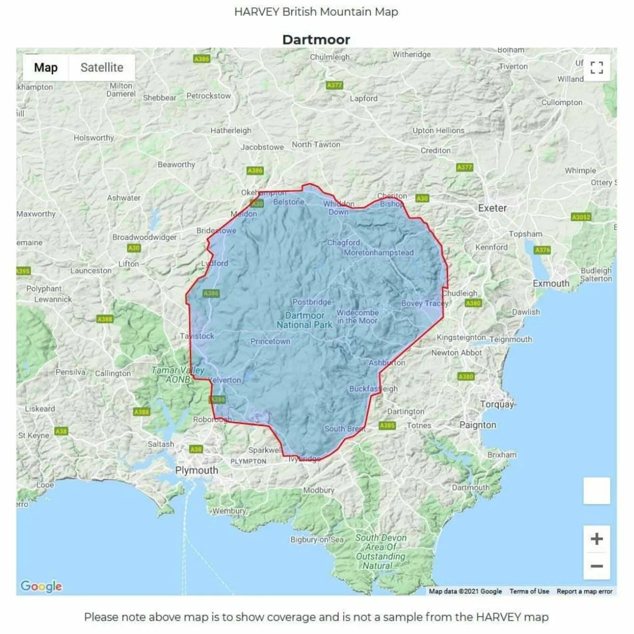 British Mountain Map - Dartmoor