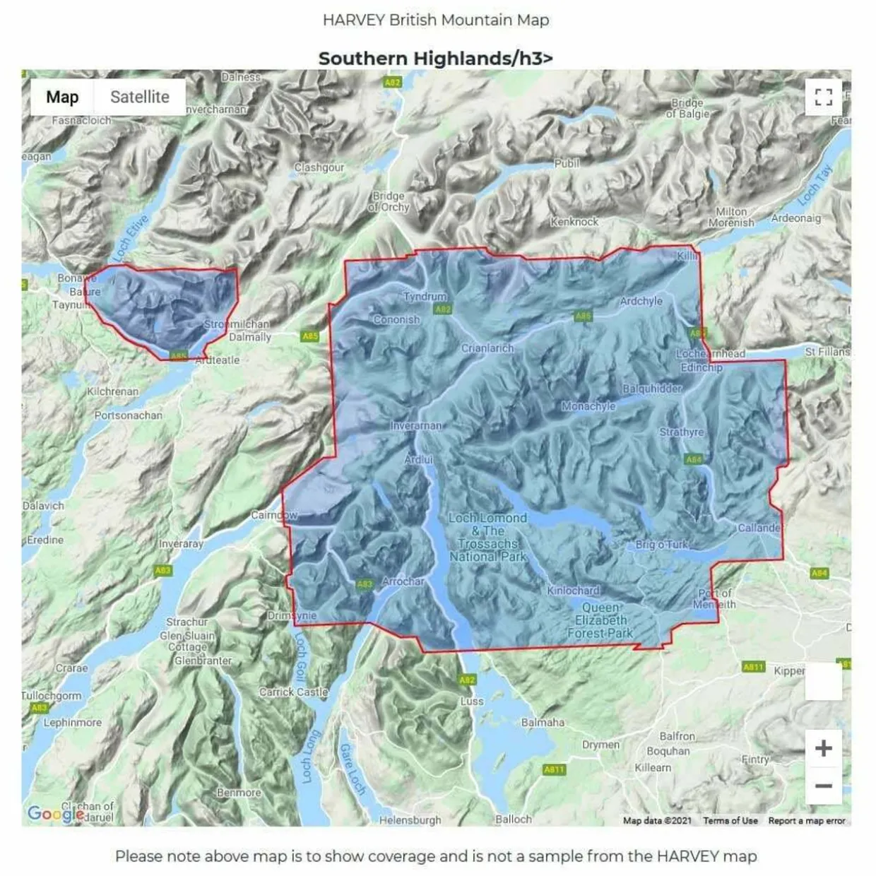 British Mountain Map - Southern Highlands