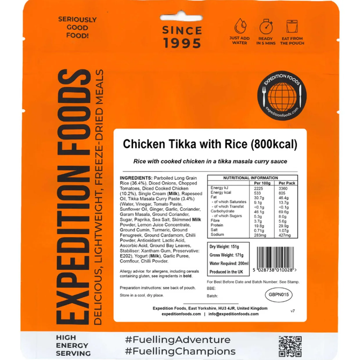 Chicken Tikka with Rice (High Energy Serving)