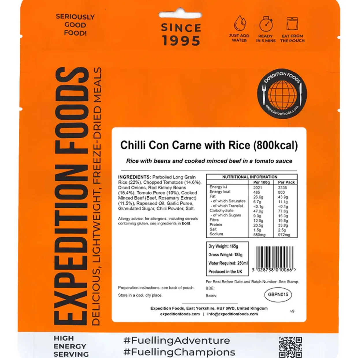 Chilli Con Carne with Rice (High Energy Serving)