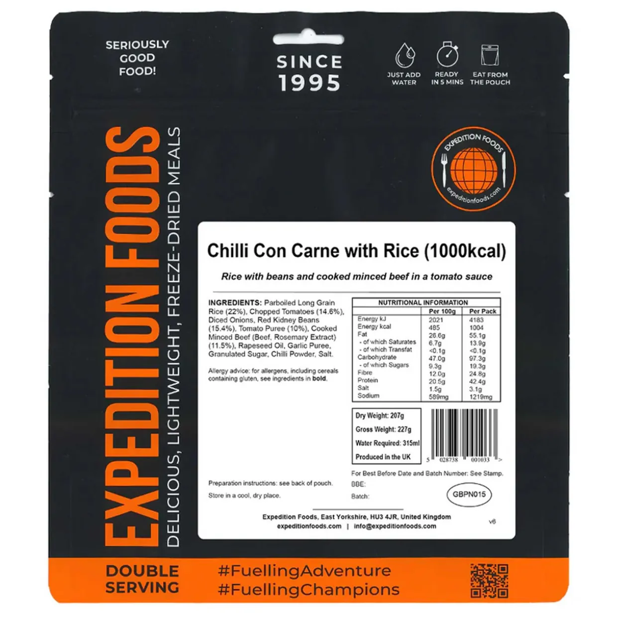Chilli Con Carne with Rice (Double Serving)