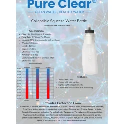 Pure Explore Collapsible Squeeze Water Filter Bottle - 1000ml