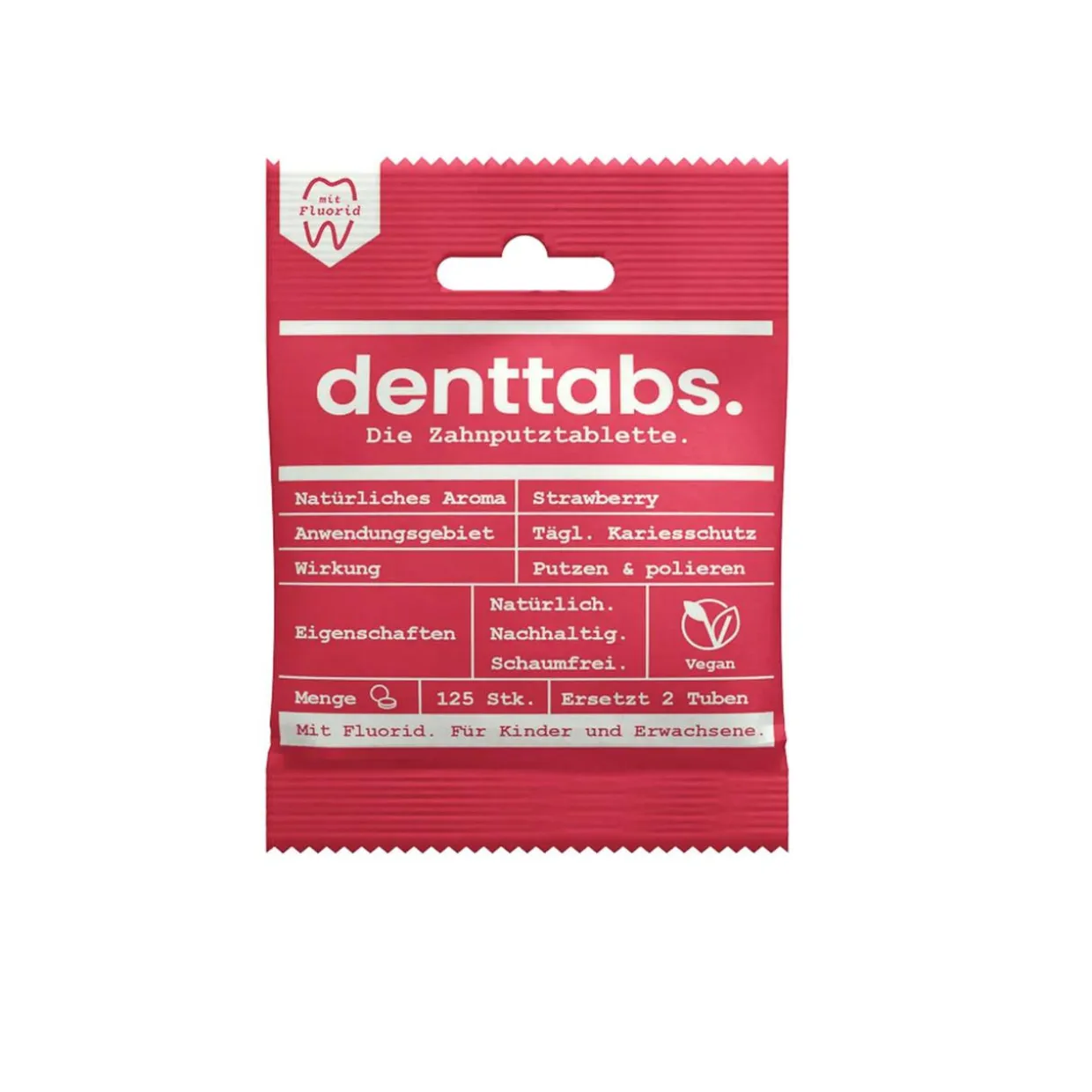 Strawberry Toothpaste Tablets with Fluoride - 125 Pack