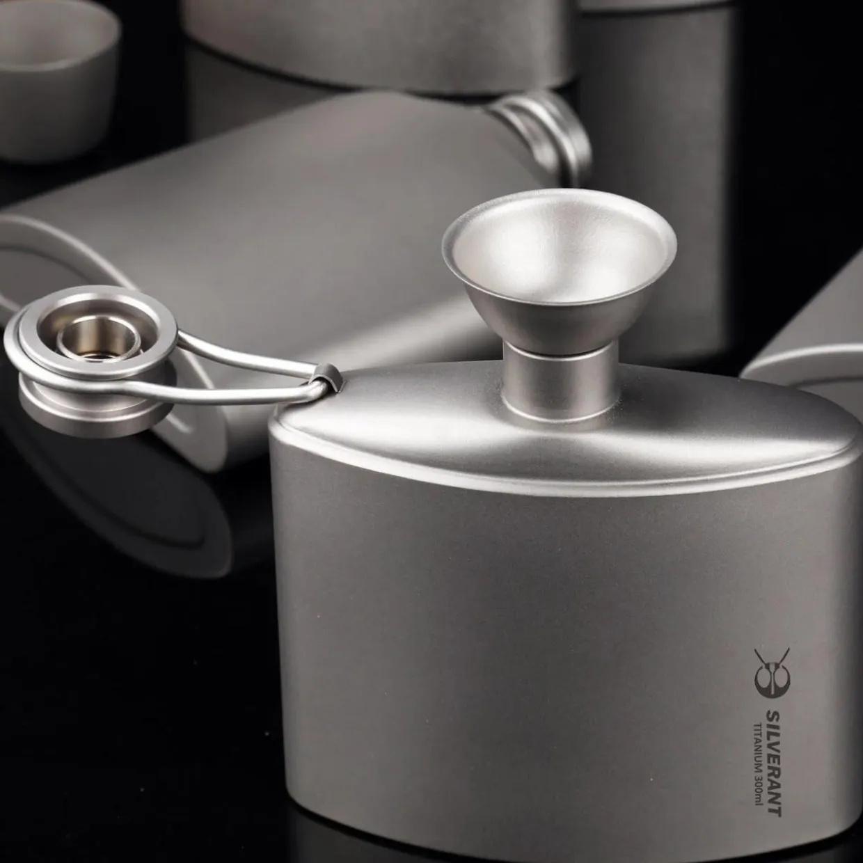 Titanium Hip Flask & Funnel 300ml