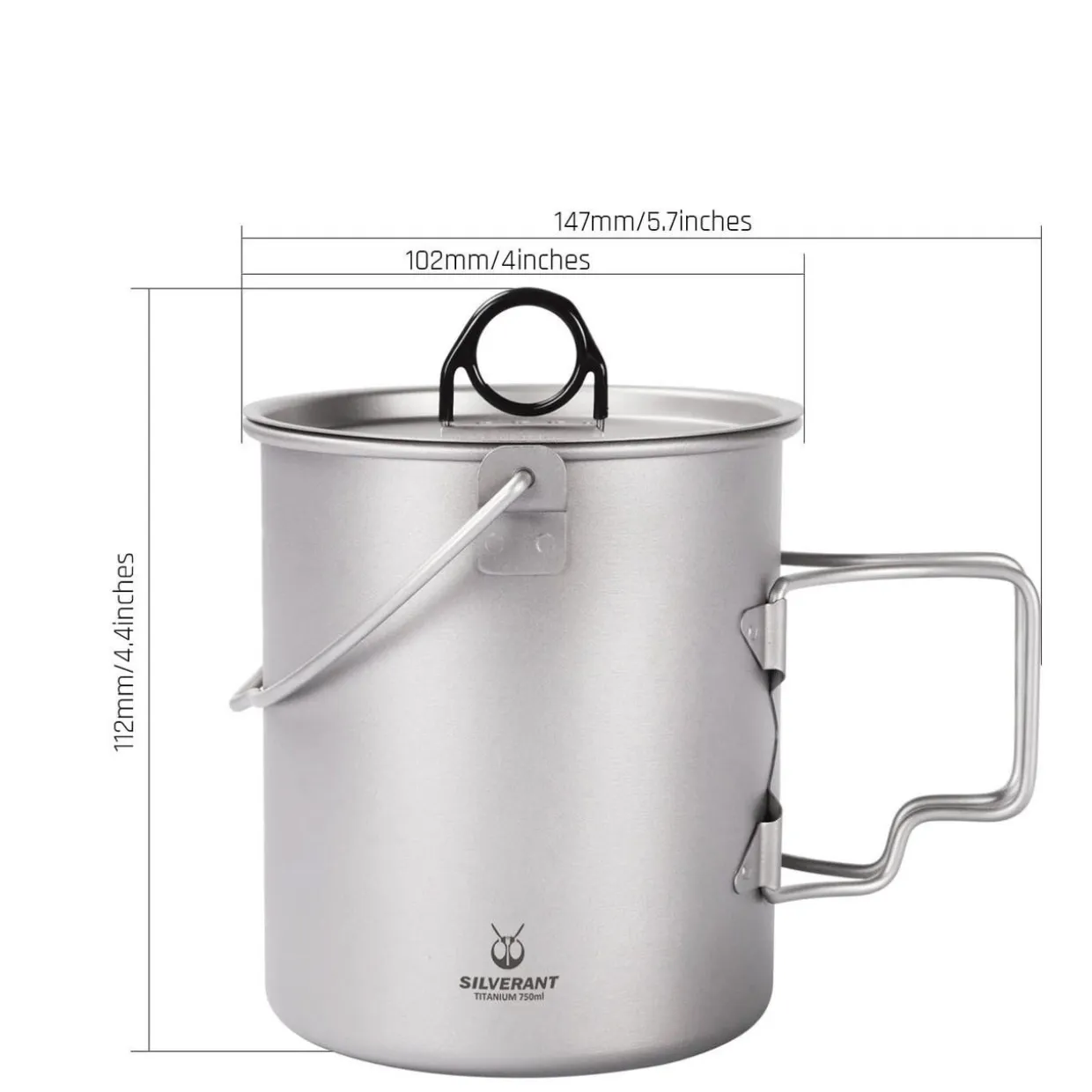 Titanium Pot 750ml with lid and bail handle