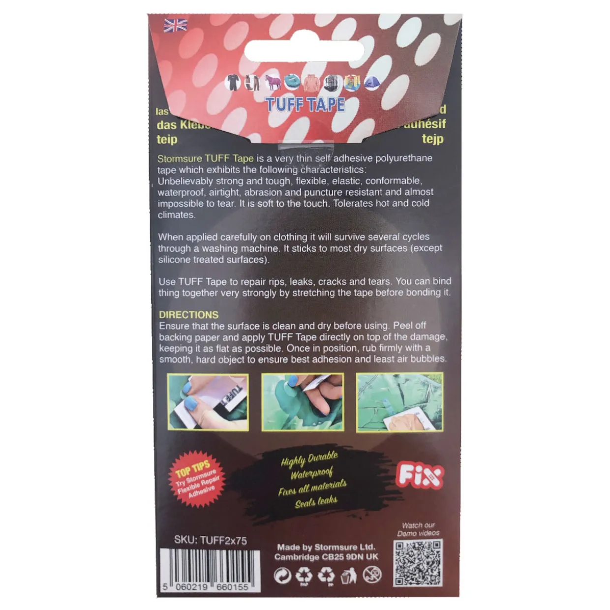 TUFF Tape Self Adhesive Repair Patches 2-Pack
