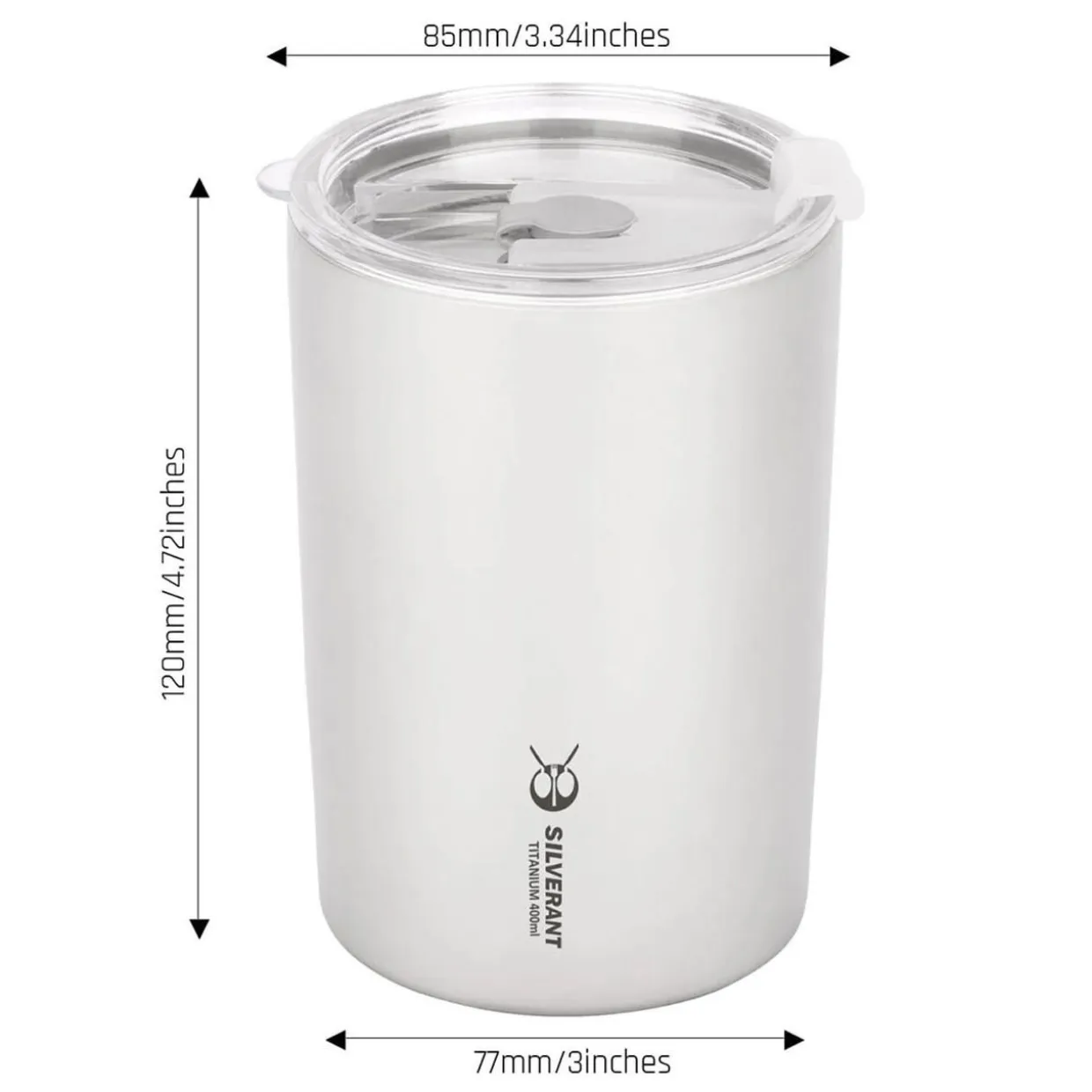 Ultralight Titanium Double-Wall Coffee Cup with Straw 400ml