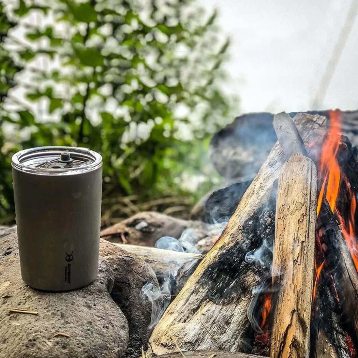 Ultralight Titanium Double-Wall Coffee Cup with Straw 400ml