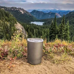 Ultralight Titanium Double-Wall Coffee Cup with Straw 400ml