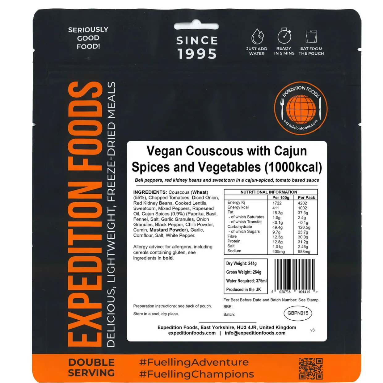 Vegan Couscous with Cajun Spices and Vegetables (Double Serving)