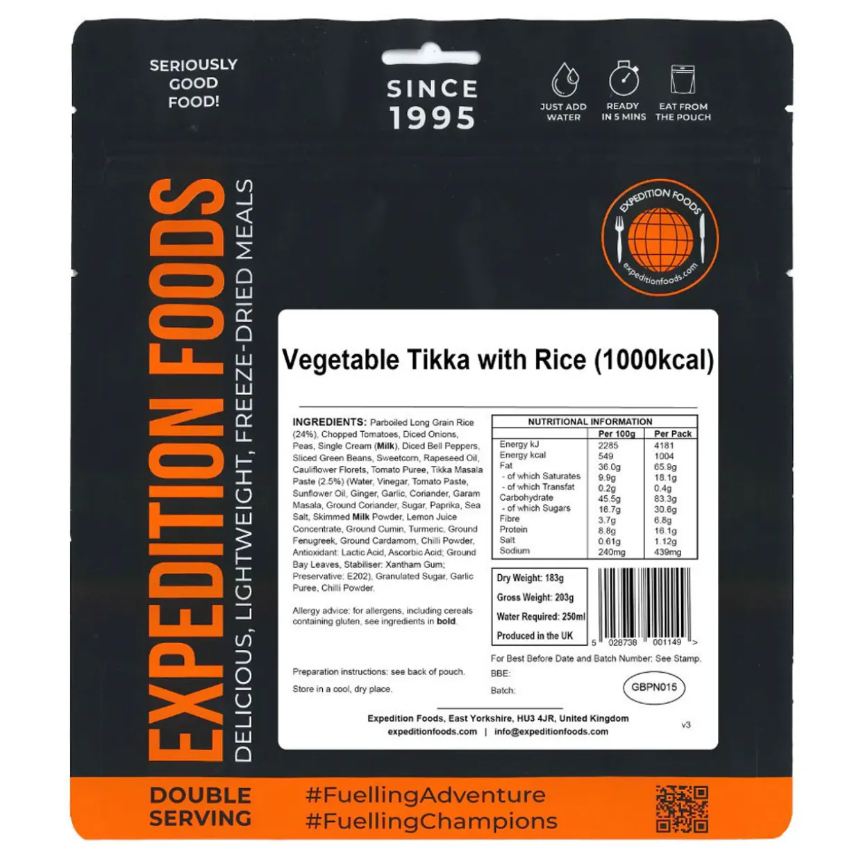 Vegetable Tikka with Rice (Double Serving)